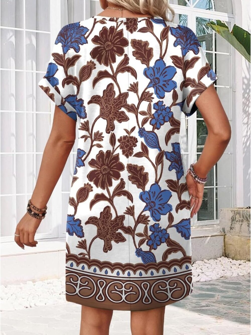 Women's Aloha Pattern Dresses Wedding Guest Casual Beach Vacation Summer T Shirt - Picture 5 of 5